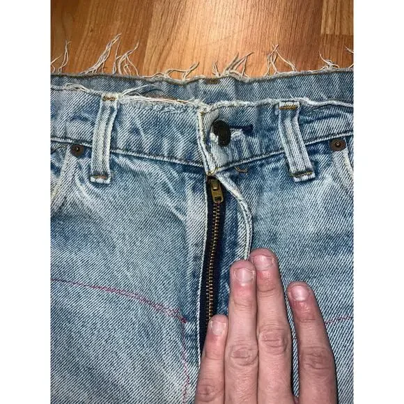 Womens Vintage Levi Jorts Patched Distressed Cutoff Shorts VTG Women Large - Picture 6 of 13